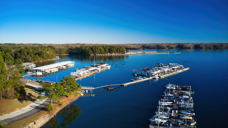 Boats docked at Lake Lanier in Buford, Georgia