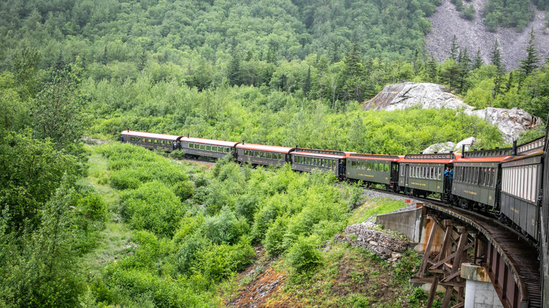 Train on the White Pass and Yukon Route Railroad in Alaska