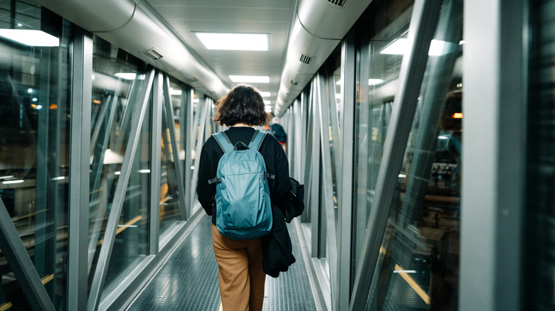 Passenger boarding flight