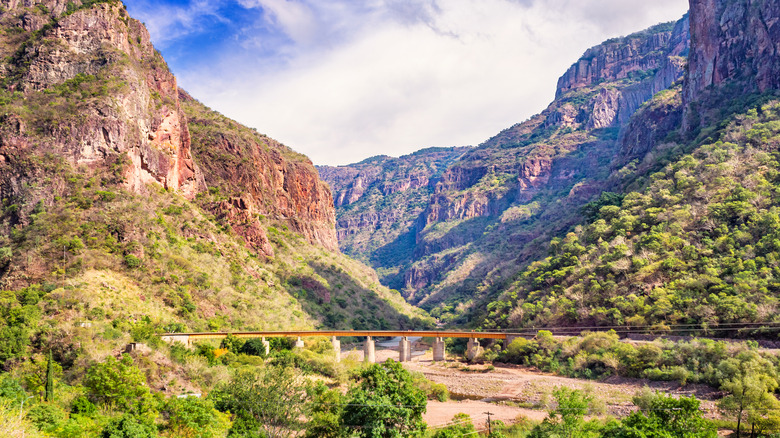 Copper Canyon landscape with the railway in the middle