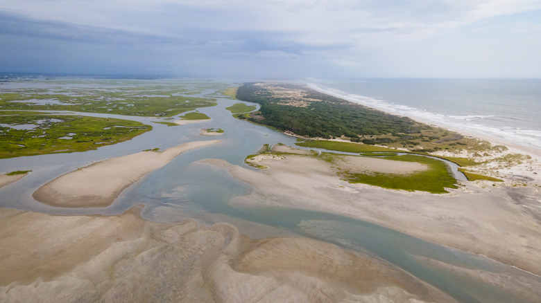 An aerial view of Hammocks Beach State Park