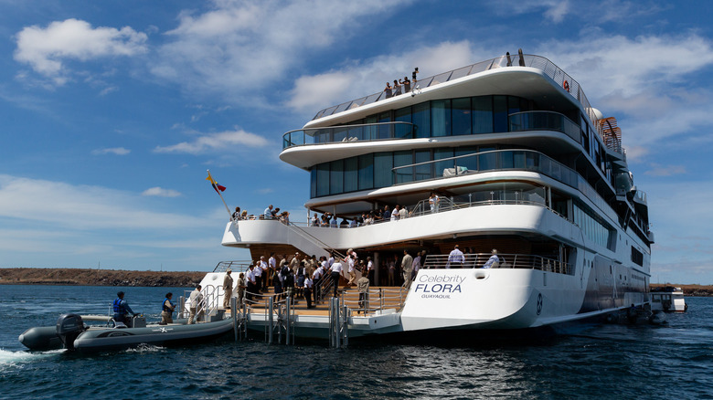 Passengers boarding the Celebrity Flora