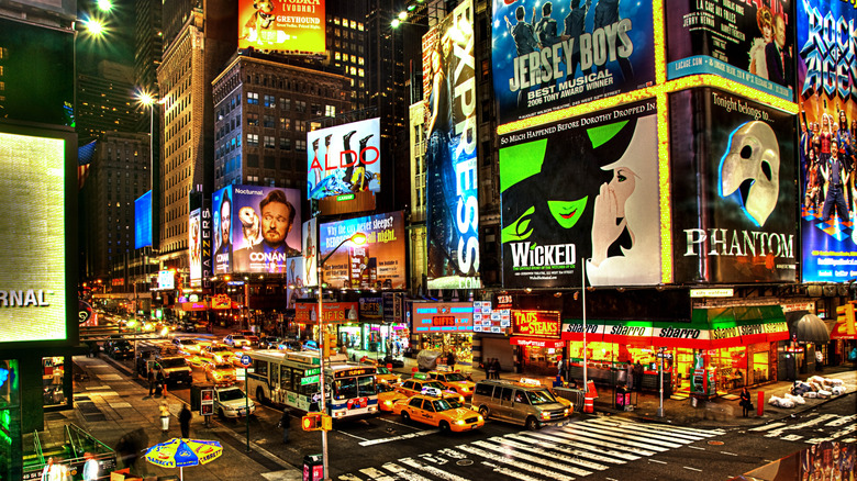 NYC's famous Broadway St. at night