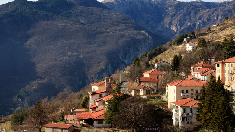 Triora village against mountains