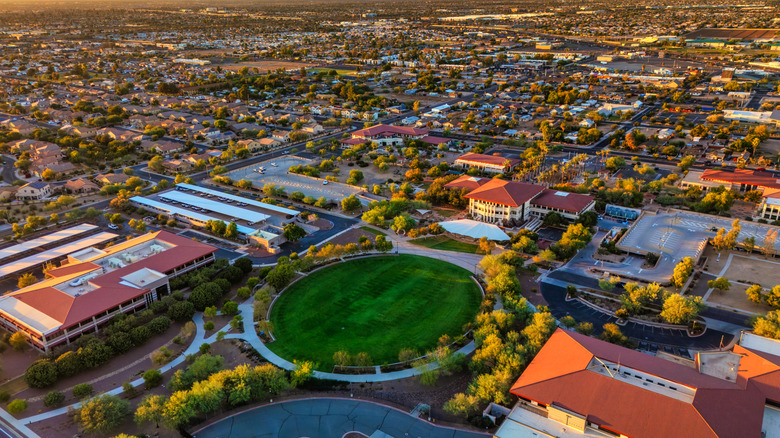 Aerial view of Centennial Plaza Park