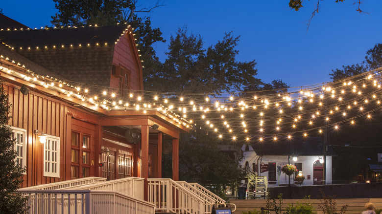 Bucks County Playhouse with lights outside at night