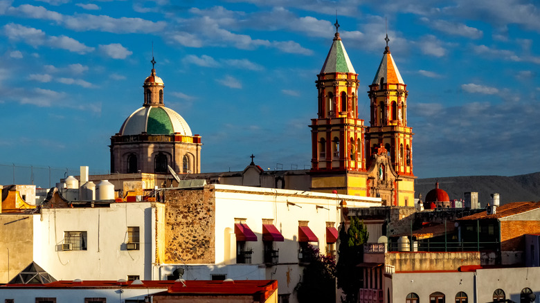 Spanish colonial buildings along the Querétaro skyline in Mexico