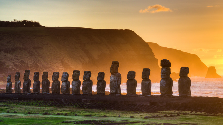 Sunset over Easter Island, Chile