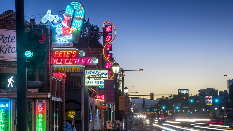 Streets of Denver at night