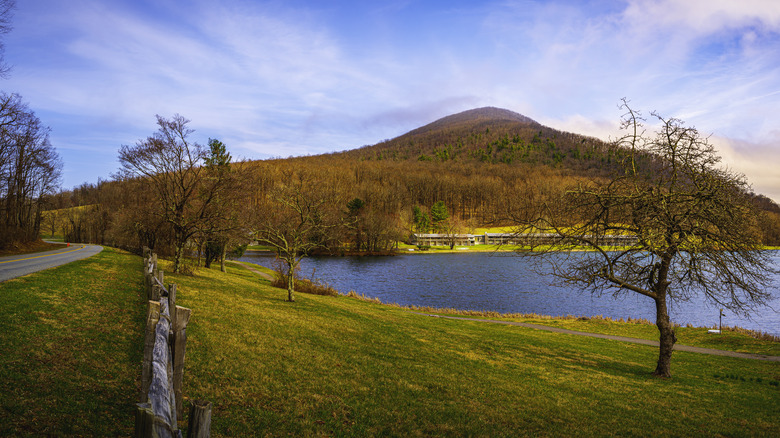 Mountain and lake in fall