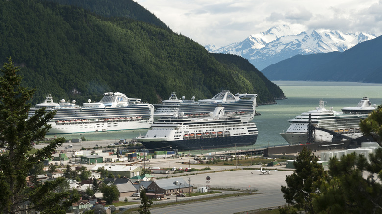 Cruise ships docked in Skagway