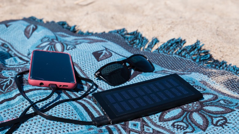 Portable charger at beach