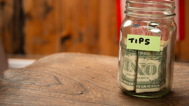 Tip jar in american cafe