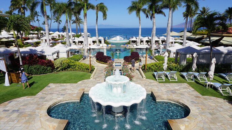 A view from the Four Seasons Resort Maui's pool to the ocean