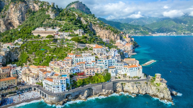 Coastal Italian village on a cliff.