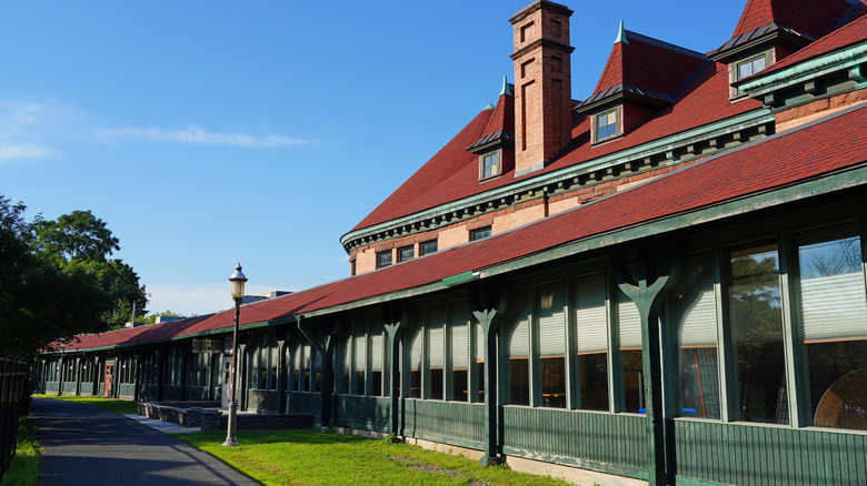 The red brick facade of Union Station in Northampton, Massachusetts