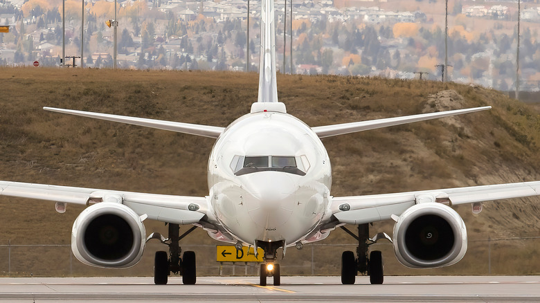 WestJet Boeing plane preparing for takeoff