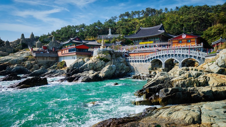 Haedong Temple next to the water in Busan, South Korea