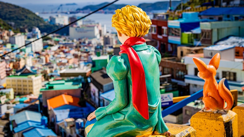 Little Prince statue with a fox overlooking Gamcheon in Busan, South Korea