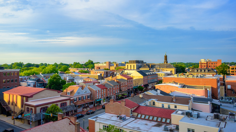 West Chester Pennsylvania town aerial view