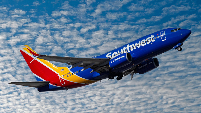 A Southwest Airlines plane taking off