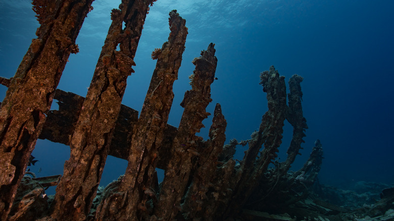 Boat reef under water