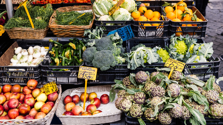 Fresh veggie market in Europe