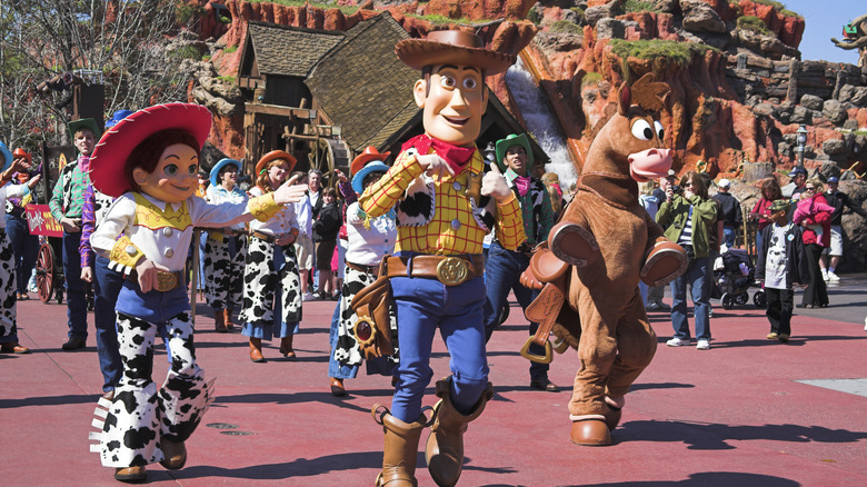 A parade of "Toy Story" characters in Disney World