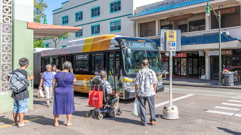 Public bus in Chinatown Honolulu