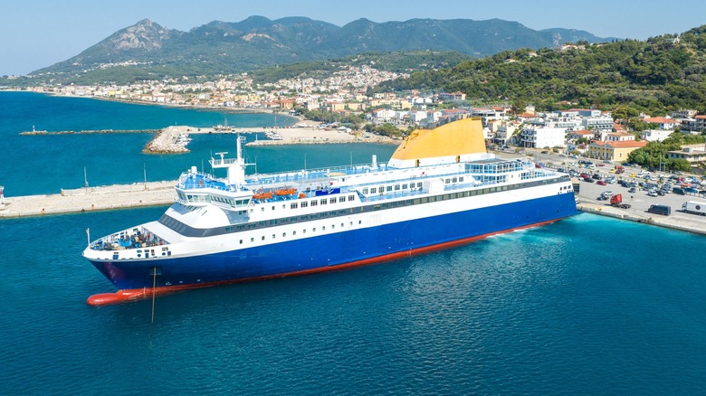 Cruise ship stationed at a dock