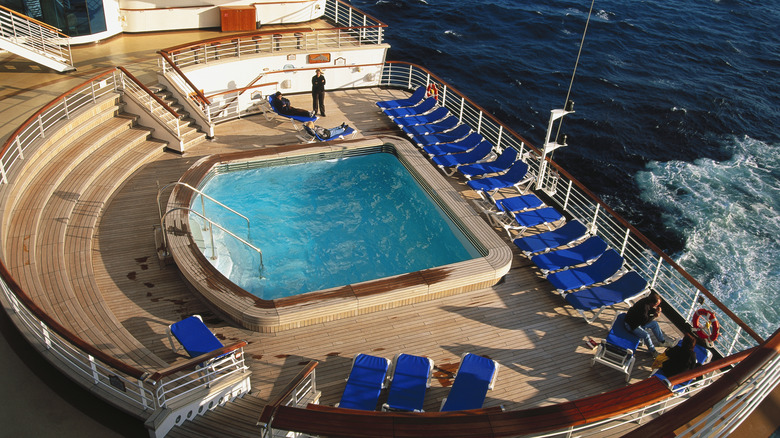 Cruise ship sundeck with pool