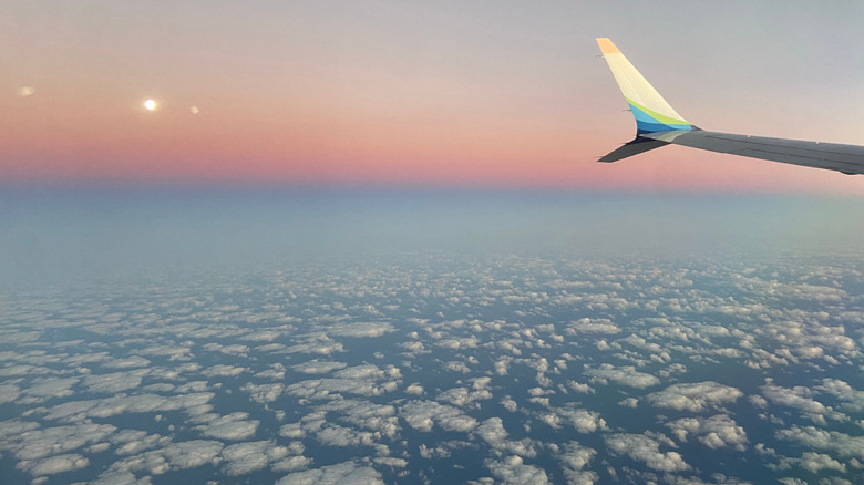 view of the Pacific out the window of a plane