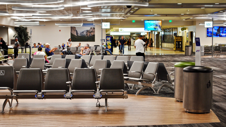 Travelers waiting in a gate at SMF