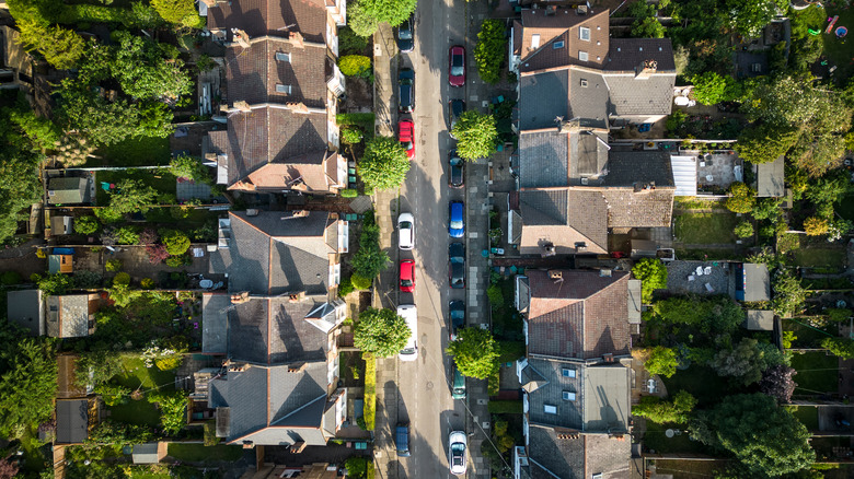 Overhead shot of neighborhood