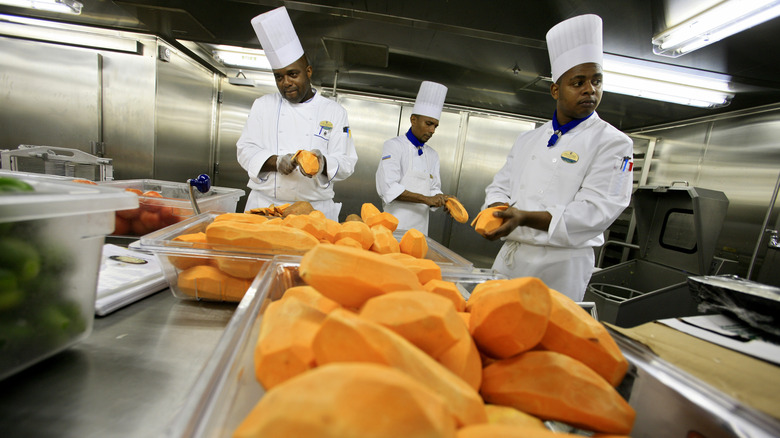 Chefs working on the cruise ship Oasis of the Seas.