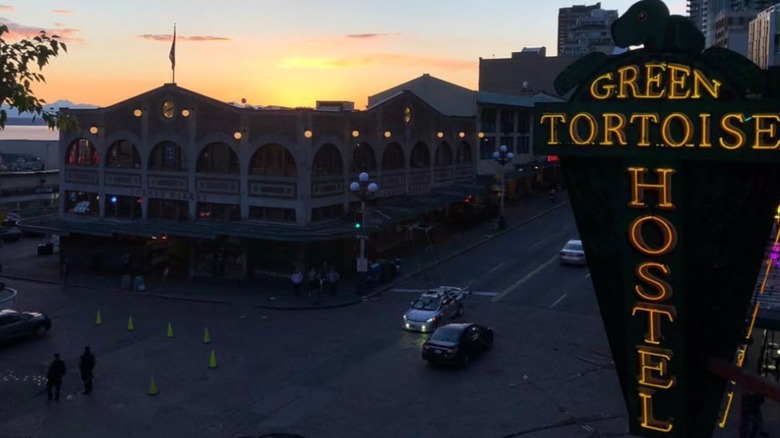 A shot of Pike Place Market from the Green Tortoise Hostel in Seattle, WA