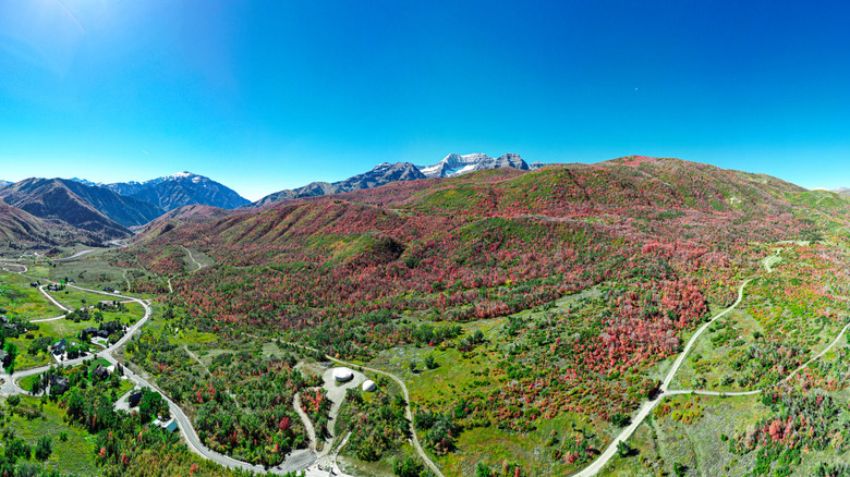 Roads and hiking paths of the Wasatch Mountains near Heber City.