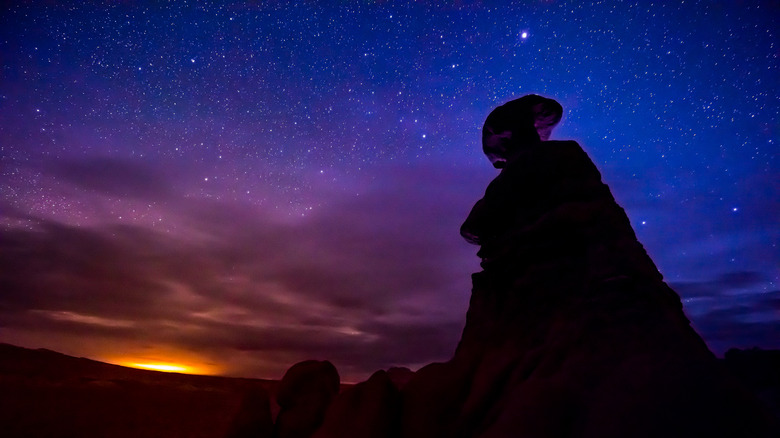 Goblin Valley with stars at night