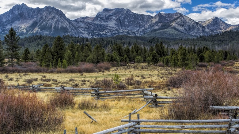 The Sawtooth Mountain range, seen from the town of Stanley, Idaho