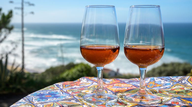 Two glasses of Moscatel de Setúbal in Portugal