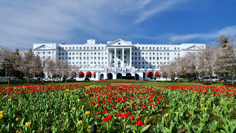 White exterior facade of The Greenbrier