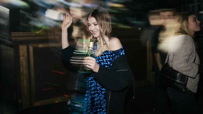 Woman dancing at a Berlin open air nightclub