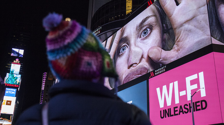 Artist Pipilotti Rist during January's Midnight moment celebrating, Open My Glade (Flatten) at Times Square in New York City.