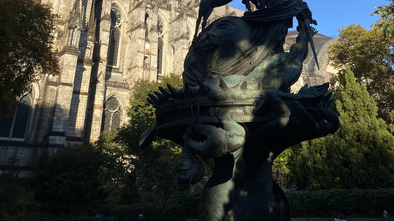 Angel statue outside of the Cathedral of St. John the Divine in Upper Manhattan