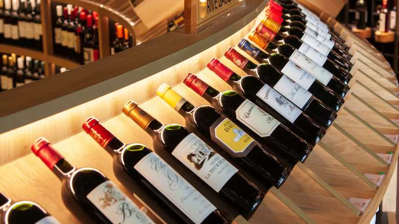 A rack of wine at La Cité du Vin