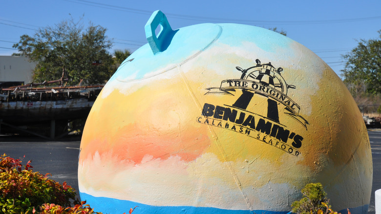 A restaurant sign highlighting Calabash style seafood