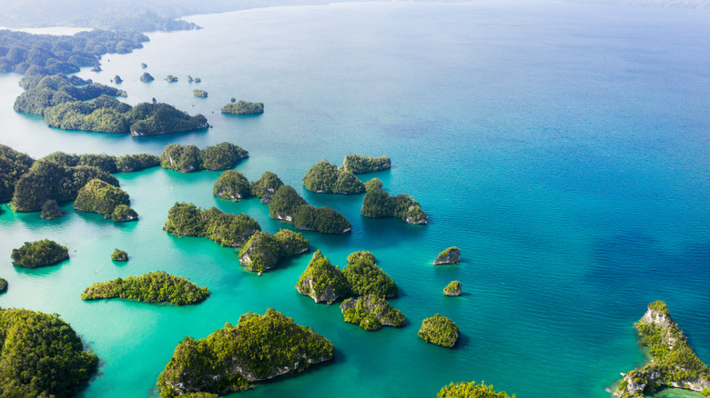 Ariel view over several Indonesian islands