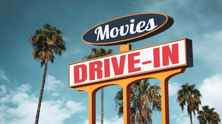 Large sign for a drive-in movie theater