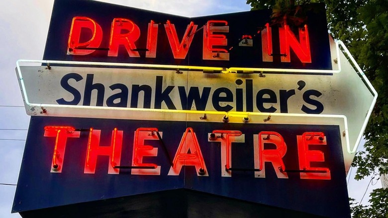 Neon sign glows at Shankweiler's Theatre