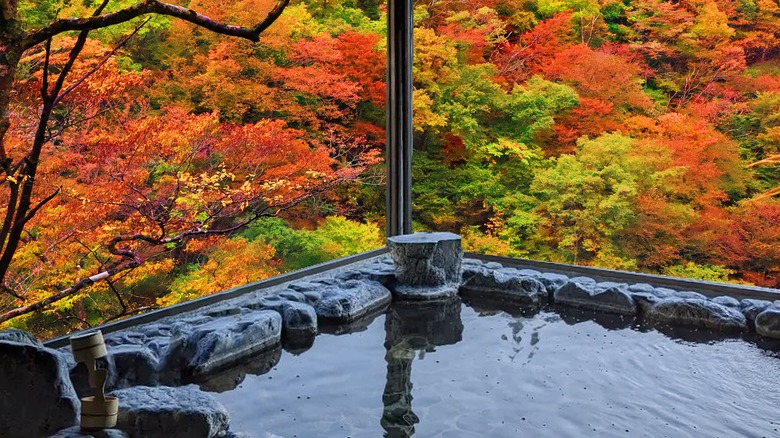 Traditional Japanese hot springs bath